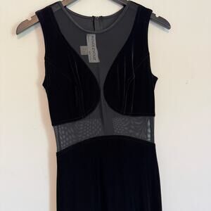 Vintage Rendezvous bodycon sleeveless mesh cut out dress black size small 80's